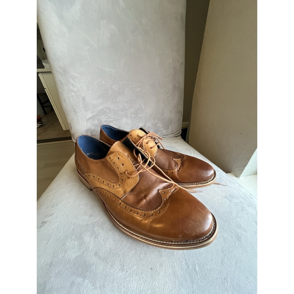 ALBERTO MORETTI TAN OXFORD SHOES BLACK LABEL SIZE 13 M7254